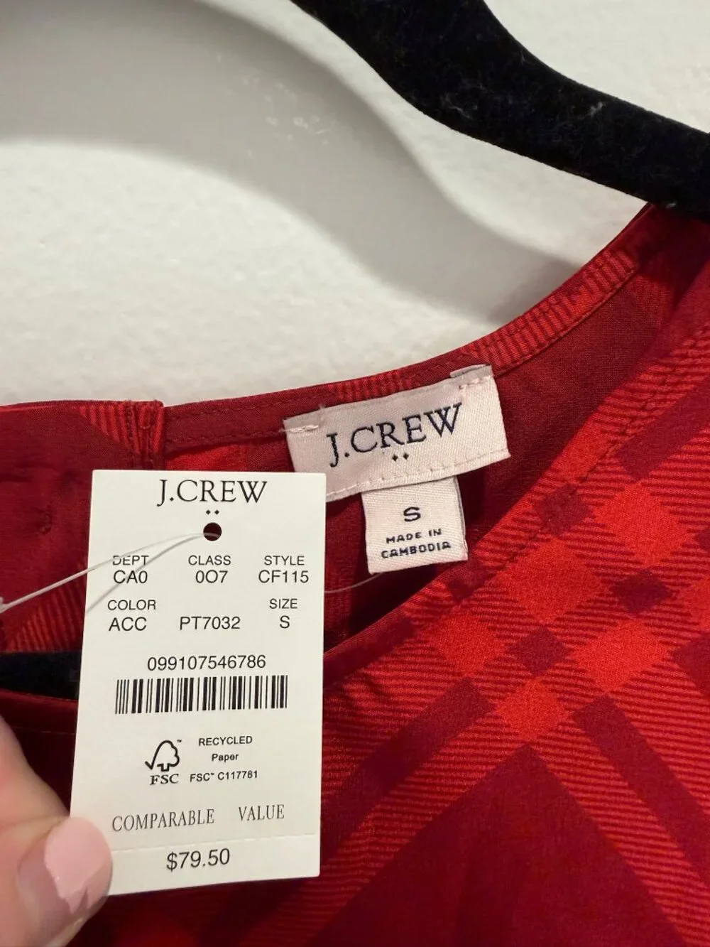NWT J. Crew Red Plaid Sleeveless Top Small